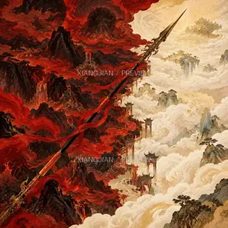 红云分界 · 插画 AI 图像