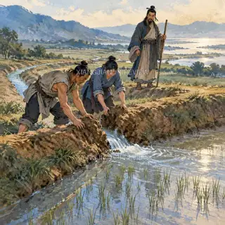 水到田边 · 插画 AI 图像