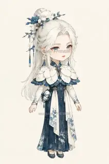 雪瓷观梦·听雪藏声·Q版化身 · 插画 图像