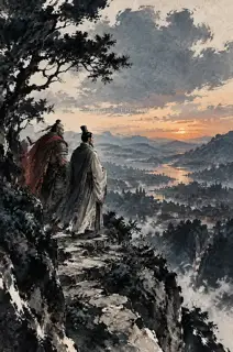 城上初灯 · 插画 图像