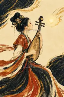 弦上侧影 · 插画 图像