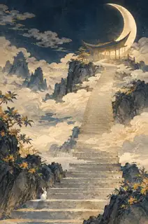 玉兔低阶 · 插画 AI 图像