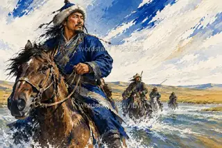 群马过河 · 插画 图像