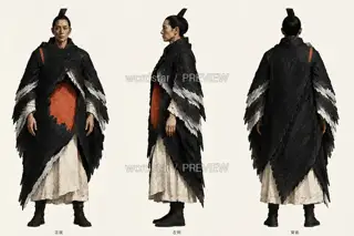 藏火行母·熄火余温·同板三视图 · 插画 图像