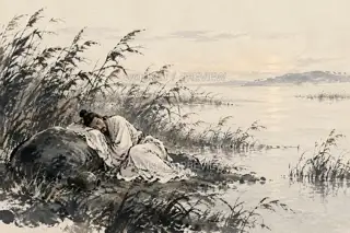 借石当枕 · 插画 图像