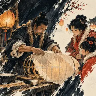 灯纸透指 · 插画 图像