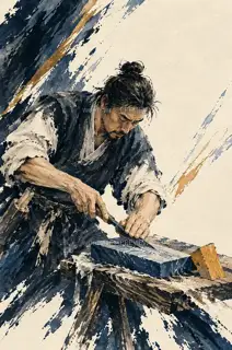 磨锋先静心 · 插画 图像