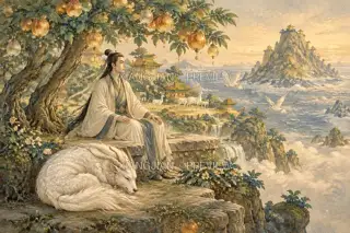 果下清坐 · 版画 AI 图像