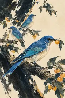 落枝收翼 · 插画 图像