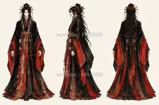 绯灯夜巡·宣传页原人物·三视图 · 插画 图像