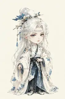 雪瓷观梦·宣传页原人物·Q版化身 · 插画 图像