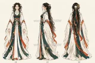 银杏执枝人·宣传页原人物·同板三视图 · 插画 图像