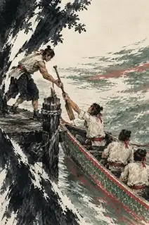 递桨上船 · 插画 图像