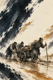 扶起陷车 · 插画 图像