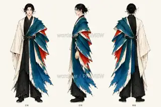 折山行者·回身过山·同板三视图 · 插画 图像