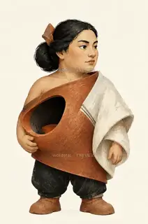 藏火行母·陶心火窑·Q版化身 · 插画 图像