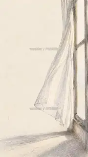 窗帘吹向里面 · 插画 图像
