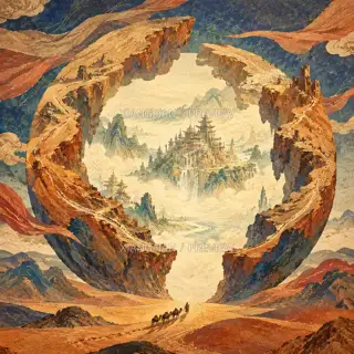 环沙寻缺口 · 插画 AI 图像