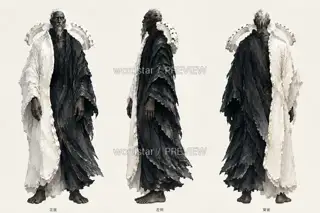 渡潮听客·盐壳藏声·同板三视图 · 插画 图像