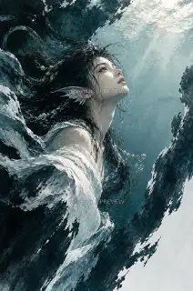 水下抬眸 · 插画 图像