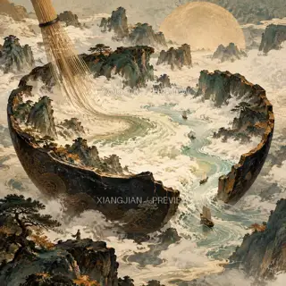 破碗成崖岸 · 插画 AI 图像