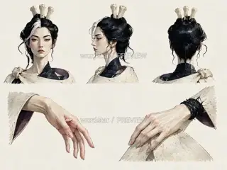 补夜织者·星骨织衣·神性部件与手势 · 插画 图像