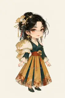 银杏执枝人·秋祀留年·Q版化身 · 插画 图像