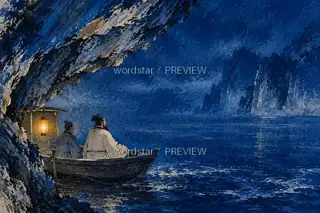 泊舟听雨 · 插画 图像