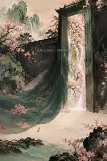 门开如袖 · 插画 AI 图像