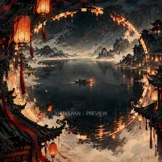 灯环围静湖 · 插画 AI 图像