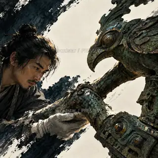 鸟栖铜枝 · 插画 图像