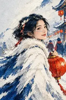 回身见灯 · 插画 图像