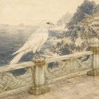 玉栏鸟 · 版画 AI 图像