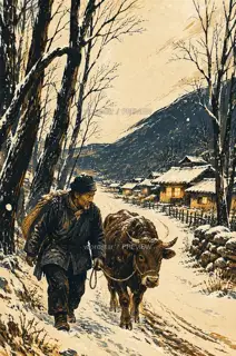 大雪归村 · 插画 图像