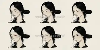 补夜织者·夜缝留白·神情 · 插画 图像
