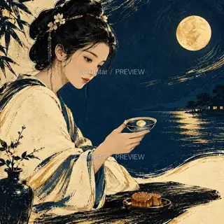 杯中月移 · 插画 图像
