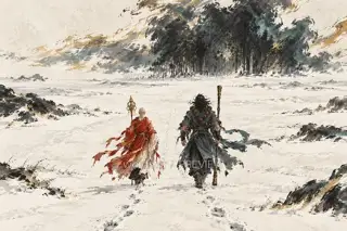 雪路两行 · 插画 图像