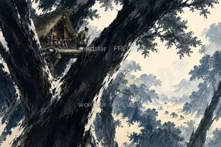 林顶避兽 · 插画 图像