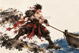 拖舟上岸 · 插画 图像