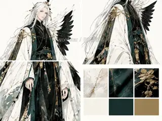 鹤影司春·宣传页原人物·形体材质 · 插画 图像