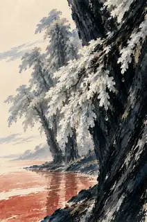 珠雨留在枝头 · 插画 图像