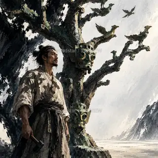 树影过肩 · 插画 图像