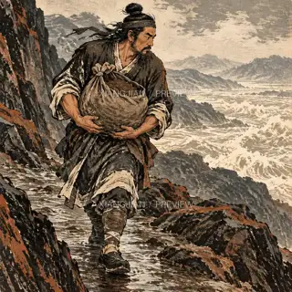 负土 · 版画 AI 图像