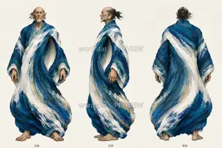 渡潮听客·潮腔听海·同板三视图 · 插画 图像