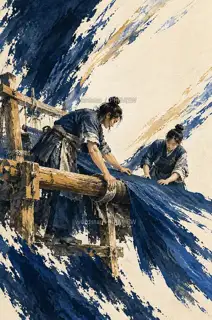 卷布上轴 · 插画 图像