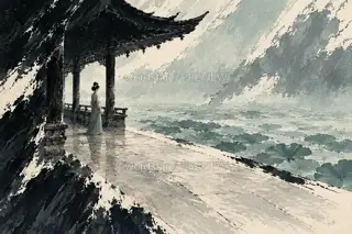 空台听雨 · 插画 图像