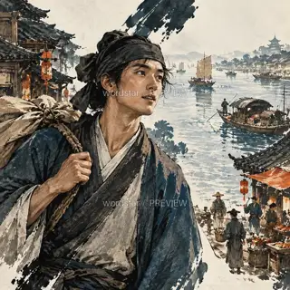 桥头行客 · 插画 图像