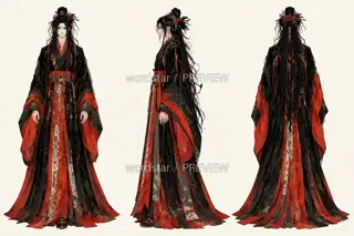 绯灯夜巡·宣传页原人物·三视图 · 插画 图像