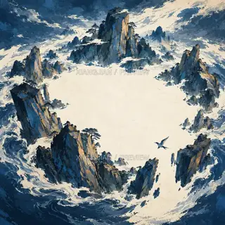 环岛合围 · 插画 AI 图像