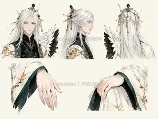 鹤影司春·宣传页原人物·神性部件与手势 · 插画 图像